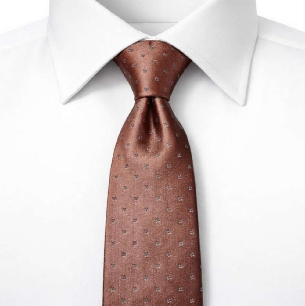 LANVIN Mens  Silk Neck Tie Vintage Brown/Blue Slim Dotted 3" x 54"